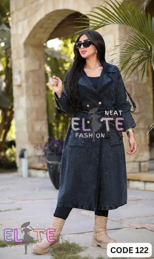 Denim trench coat