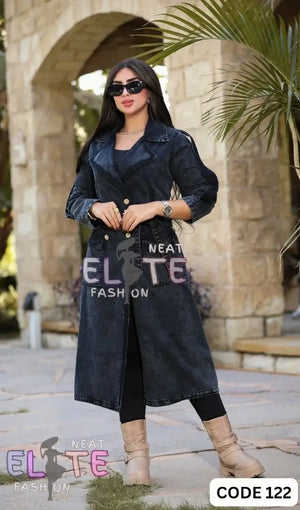 Denim trench coat