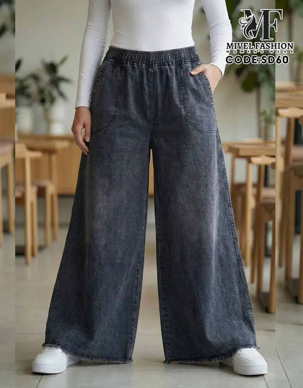 Wide-Leg Denim Jeans C:SD60