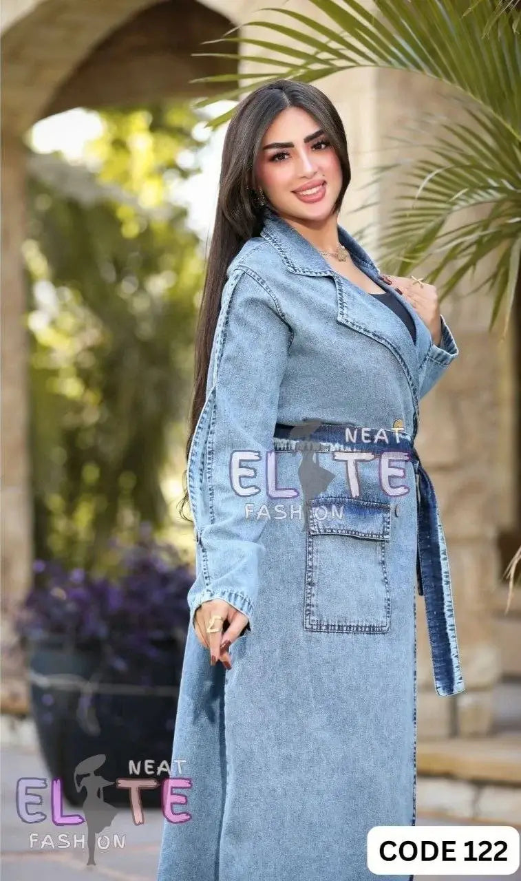  Denim trench coat