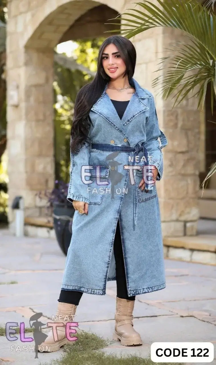  Denim trench coat