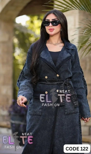  Denim trench coat