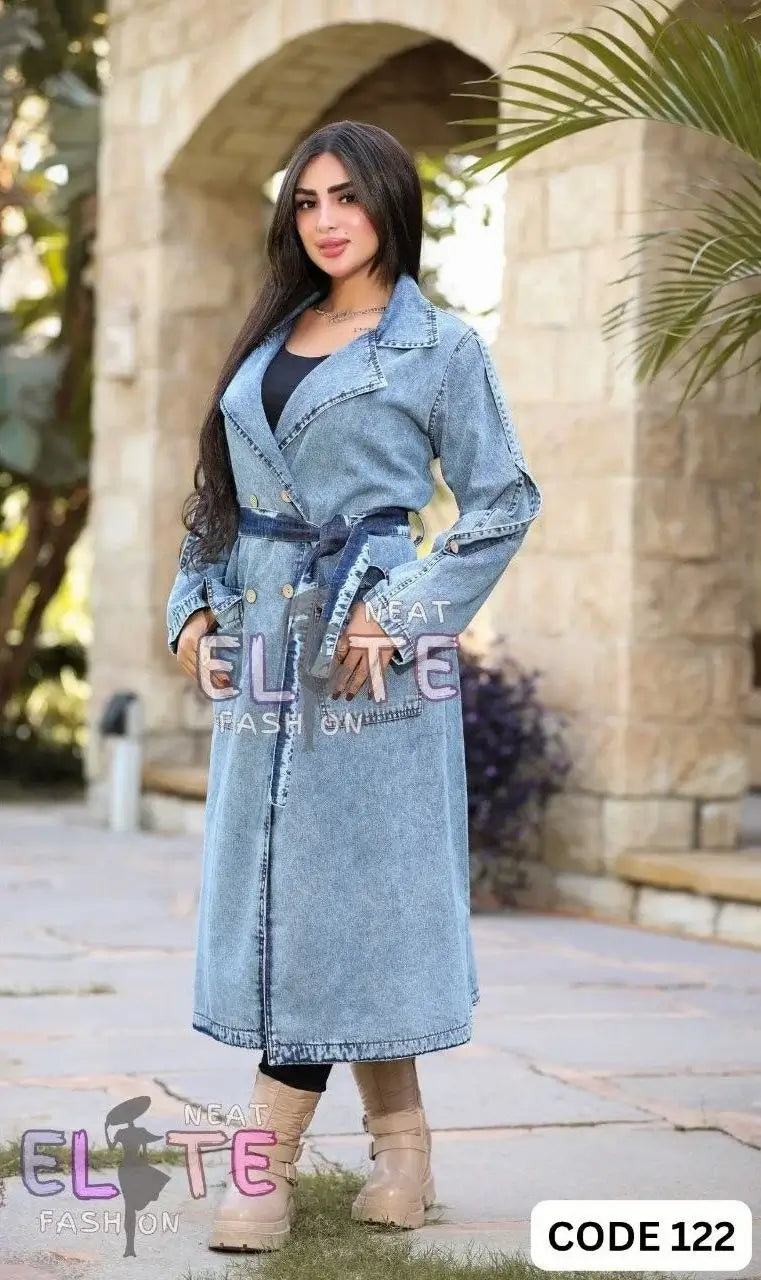  Denim trench coat
