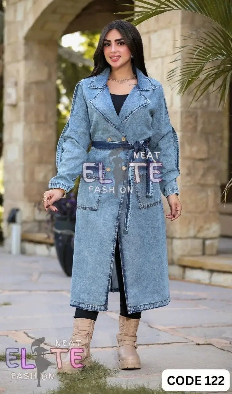  Denim trench coat