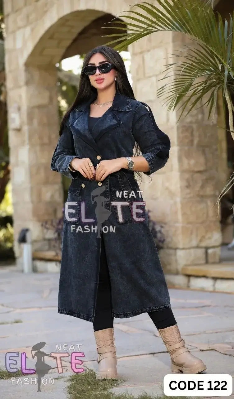  Denim trench coat