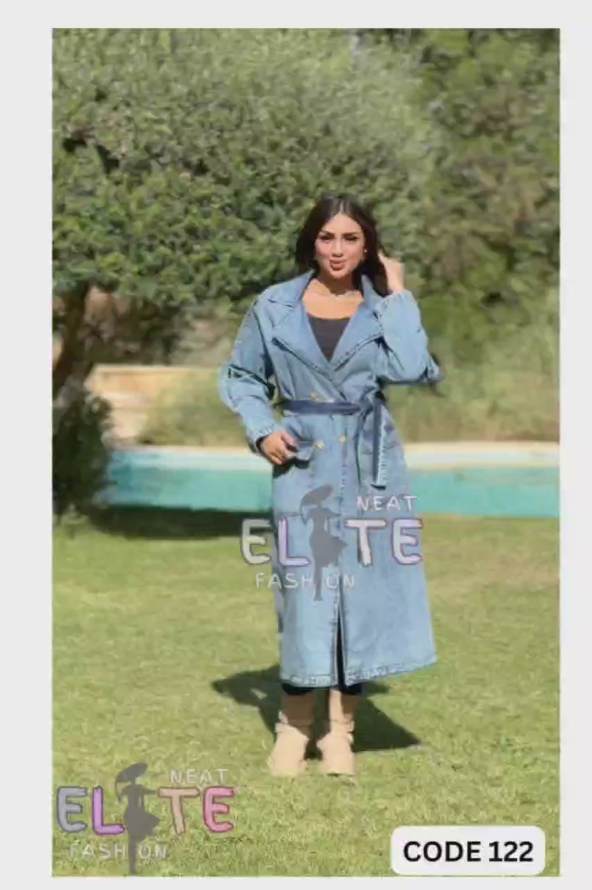  Denim trench coat