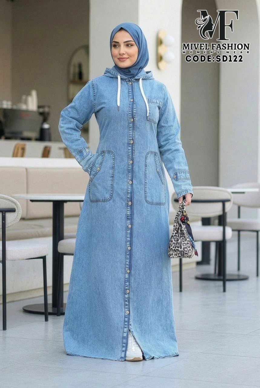 Denim Dress with Hood C:SD122 (WS)