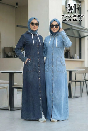 Denim Dress with Hood C:SD122 (WS)